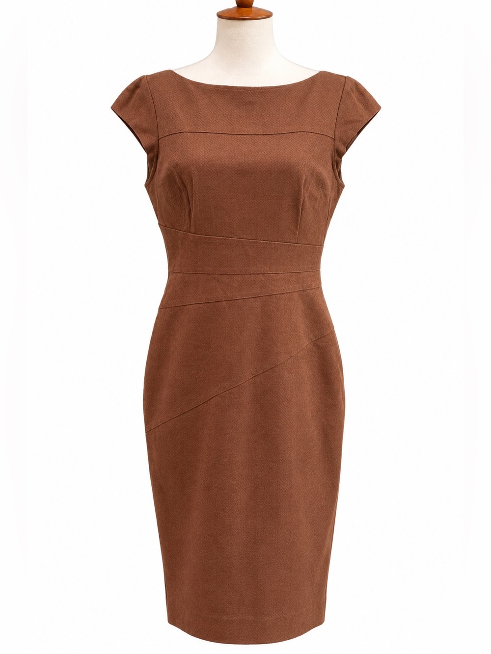 Lafayette 148 New York Brown Cap-Sleeve Sheath Dress Cotton Blend 12